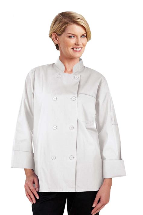Poplin Women S Full Sleeve Chef Coat With 1 Chest Pocket And 1 Sleeve