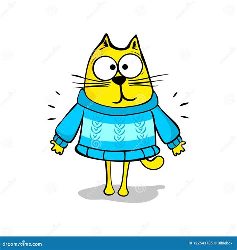 Cartoon Illustration Cat In Sweater Stock Vector Illustration Of