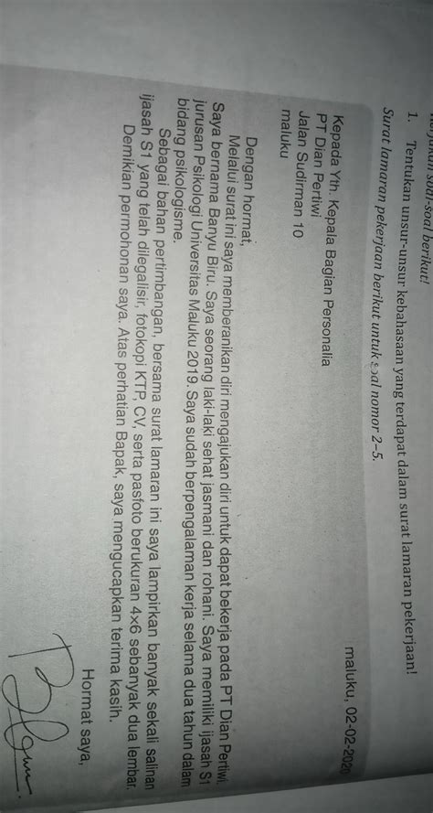 Sebelum kamu menulis surat pribadi berbahasa inggris, sebaiknya kamu harus mengetahui perbedaan antara surat resmi dan surat pribadi. 50+ Contoh Surat Lamaran Kerja Tulis Tangan Brainly ...