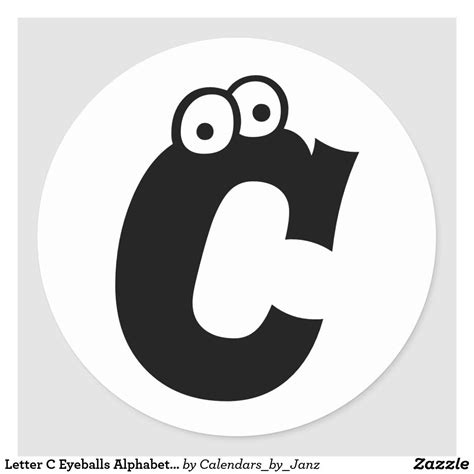 Letter C Eyeballs Alphabet By Janz White Classic Round Sticker Zazzle