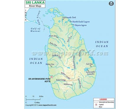 Buy Printed Sri Lanka River Map