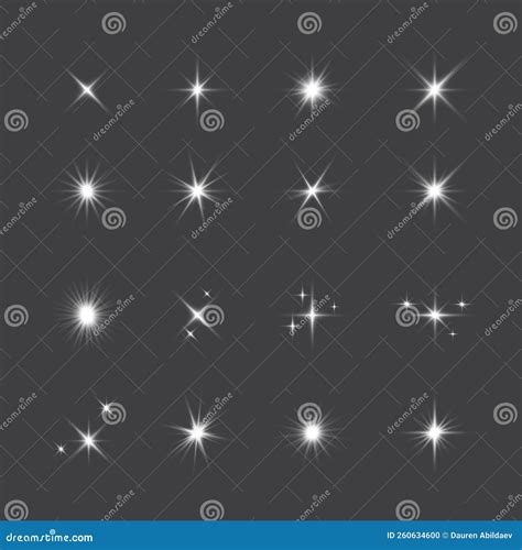 Realistic Sparkling Star Set Vector Illustration Stock Vector