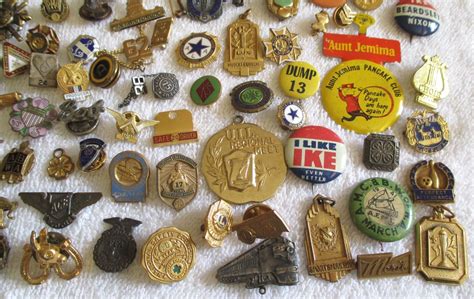 Huge Lot 160 Vintage And Antique Pins Pinbacks Charms Fraternal School