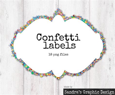 Labels Clip Art Confetti Labels With 18 White Labels With Confetti