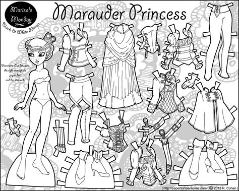 Maurader Princess Paper Doll Coloring Page • Paper Thin Personas