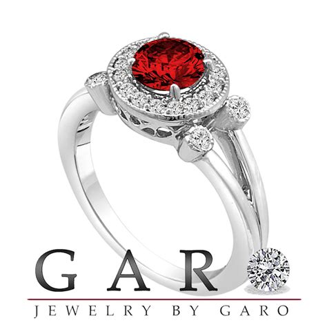 Fancy Red Diamond Engagement Ring 101 Carat 14k White Gold Unique Halo