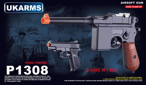 Ukarms P1308 High Performance Spring Pistol Set Includes 2 Guns In 1
