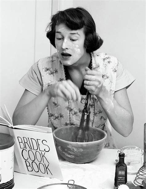 1950s Woman Face Covered Flour Mixing Photograph By Vintage Images