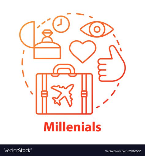 Millennials Red Concept Icon Age Group Idea Thin Vector Image