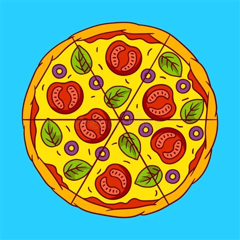 Tasty Italian Pizza Slice Delicious Fast Food Meal Illustration For