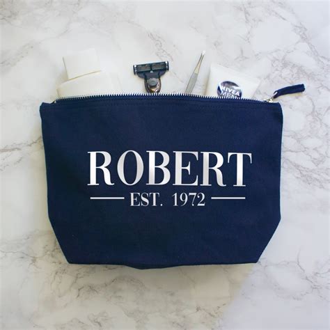 Personalised Men S Wash Bag With Name And Date Crafted Created