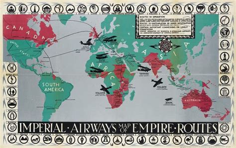 Other routes, which will be added in. Imperial Airways Map of Empire Routes, 1934 … world map ...