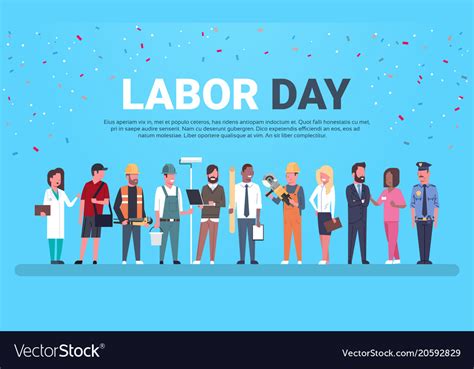 Happy labor day, labor day holiday, labor day 2020, labor day for real american workers, labor day party, posters and art. Labor day poster with people of different Vector Image