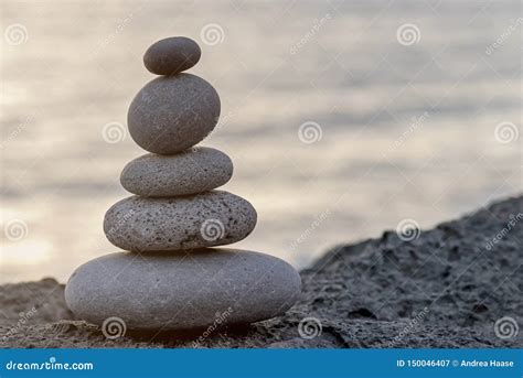 Stone Cairn At The Beach Stock Image Image Of Balance 150046407