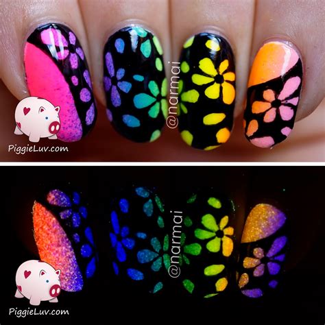 Maybe you would like to learn more about one of these? PiggieLuv: Inverse glow in the dark flowers nail art