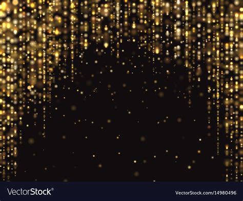 Abstract Gold Glitter Lights Vector Background With Falling Sparkle