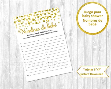 Juegos Para Baby Shower Para Imprimir Nombres De Bebe Etsy España