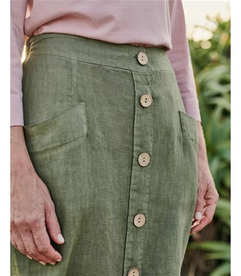 Wilderness Linen Button Through Skirt Woolovers Us