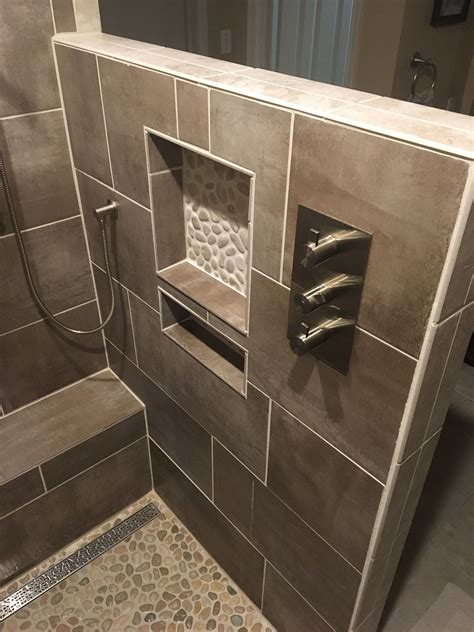 Java Tan Pebble Tile Pebble Tile Shower Floor Modern Shower