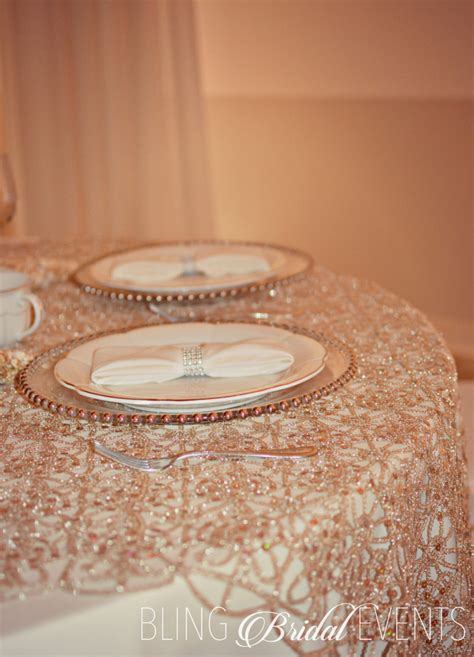 Champagne Table Overlay Sequins Lace Etsy