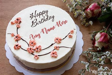 Flower Birthday Cake With Name Edit My Bios