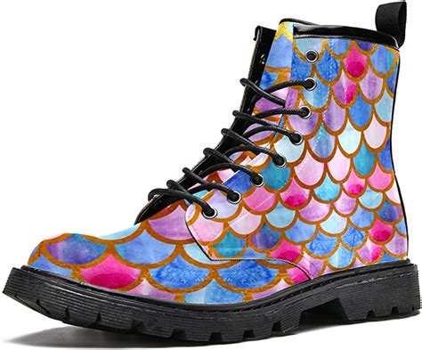 Mapolo Boots For Women Multicolored Fish Scales Print Fashion Womens