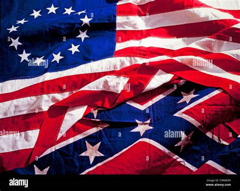 Civil War Flags North And South Confederate Union Stock Photo