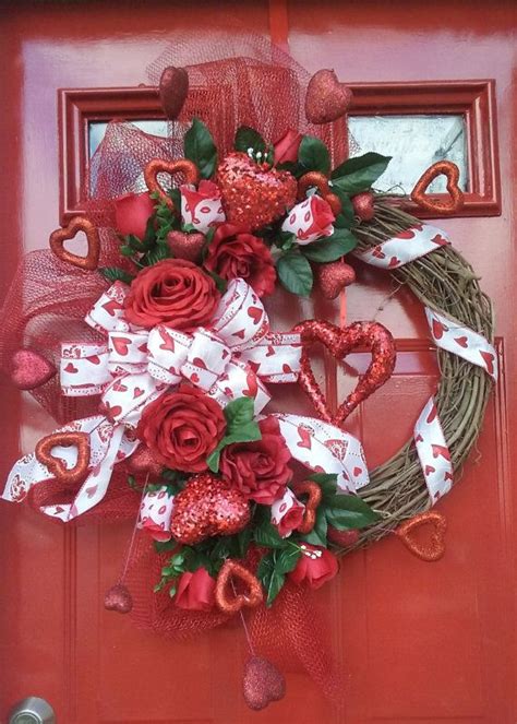Valentines Day Wreath Grapevine Wreath Rose Wreath Sweetheart