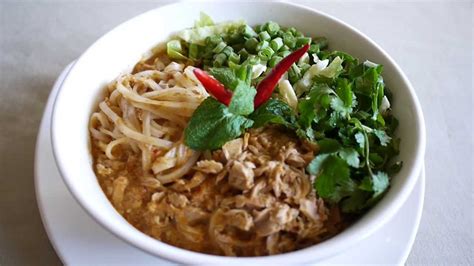Lao Food Coconut Curry Noodle Soup Youtube