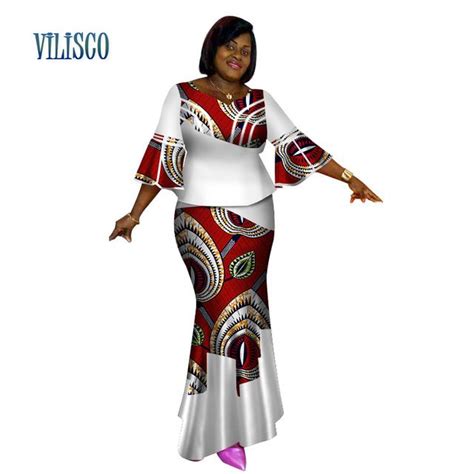 Bazin Riche African Tops And Skirt Sets For Women African Print Dashiki