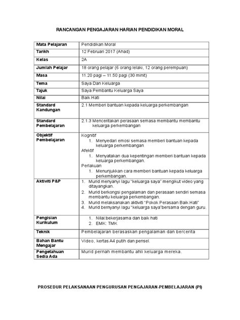 Rancangan pengajaran harian ini dibina sebagai panduan para guru untuk mengajar dengan lebih sistematik dan efektif serta. RPH MORAL TAHUN 2