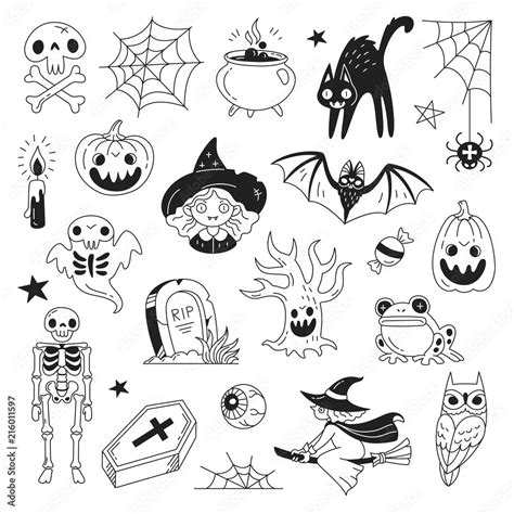 Vecteur Stock Halloween Doodle Collection Vector Illustration Of Funny