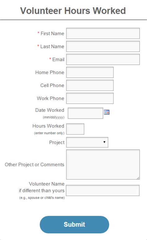 volunteer hour forms template charlotte clergy coalition