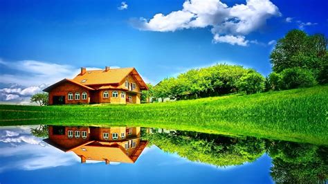 Download A House Is Reflected In A Lake
