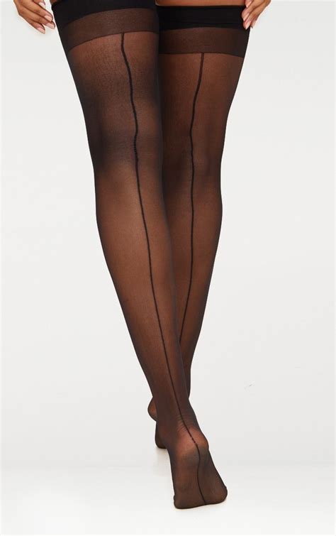 Black Sheer Hold Up Stockings Accessories Prettylittlething