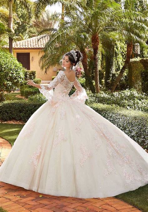 Embroidered Bell Sleeve Quinceanera Dress By Mori Lee Valencia 60124