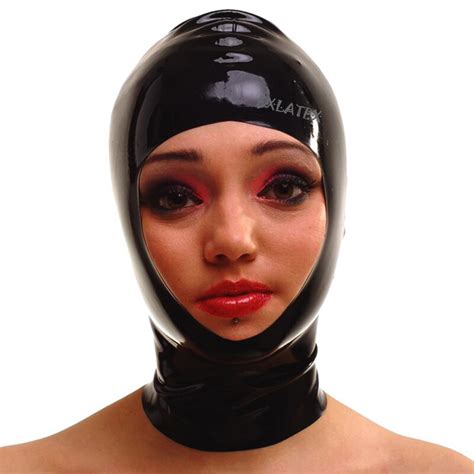 Latex Hood Mask Adult Costume Bondage Hood With Face Opening With