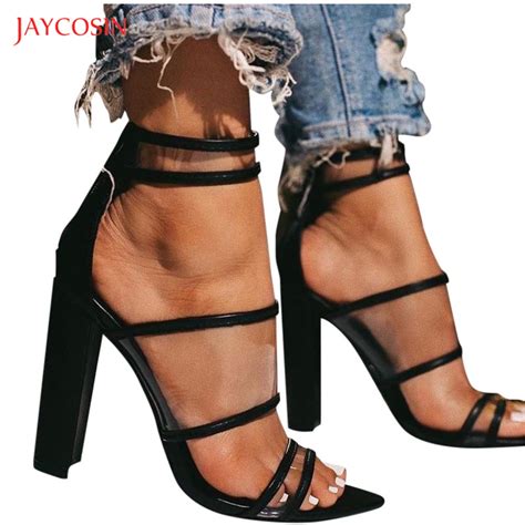 Jaycosin Women Sexy High Heels Sandals 2020 Summer Solid Lady Cross Tied Design Shoes Women
