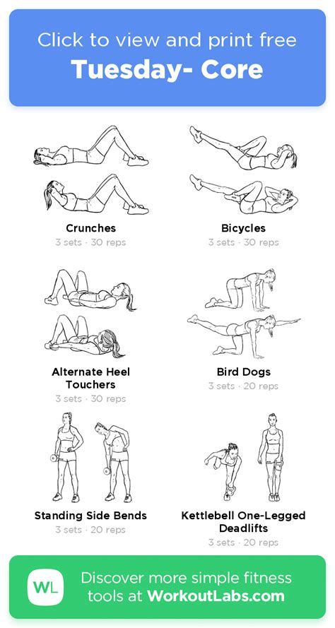 Tuesday Core Click To View And Print This Illustrated Exercise Plan
