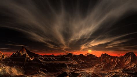 Landscape Nature Mountain Desert Sunset Clouds Sky