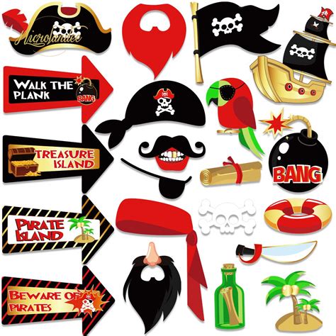 Buy Nicrolandee Pirate Photo Booth Props 21 Pieces Diy Kit Dress Up
