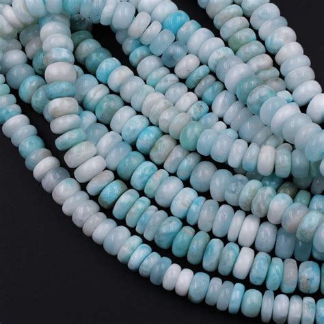Real Genuine Natural Blue Larimar Beads Smooth 6mm 8mm Rondelle 16
