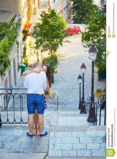 Young Romantic Couple Having A Date In Paris France Stock Image