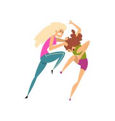 Two Cartoon Girls Fighting Vector Images Over