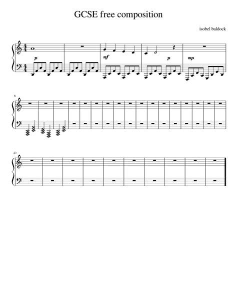 Gcse Free Composition 2 Sheet Music For Piano Solo Easy