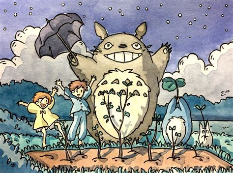 ‘my Neighbor Totoro Scene In A Different Style Watercolours My