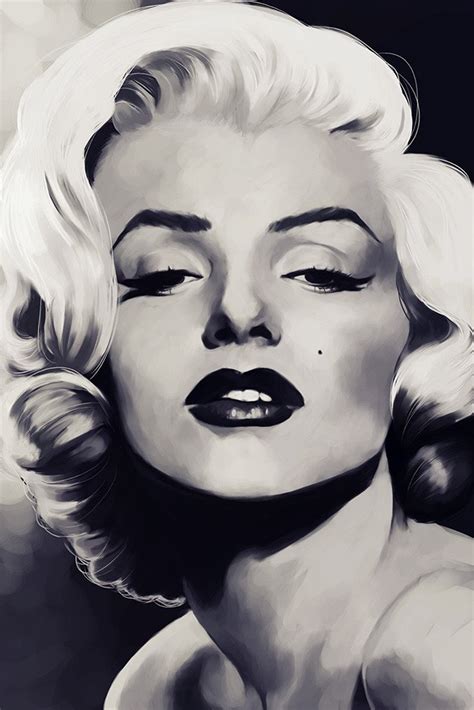 Marilyn Monroe Face Black And Whiteart Poster Marilyn Monroe Painting