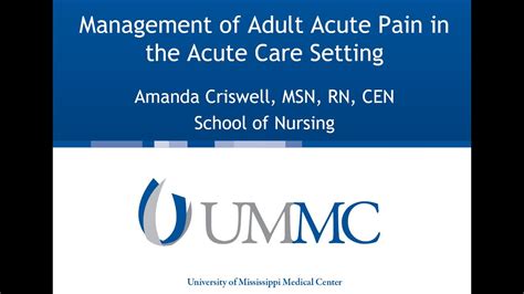 Management Of Adult Acute Pain In The Acute Care Setting Youtube