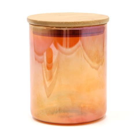 Hot Resistant Amber Borosilicate Glass Candle Jar With Wood Lid High Quality Candle Jar Holder