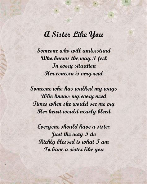Sister Poem Love Poem 8 X 10 Print Etsy Little Sister Quotes